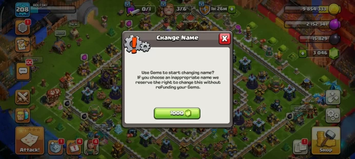 TH16-XP208-BK52 AQ81 MP52 GW54 RC25-NAME CHANGE 1K GEMS (MS106)