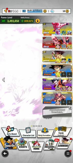 ANDROID+IOS- UL Buu han 8S+UL Buu kid+LR Bardock 8S+ LF buu kid+Gohan pur+Piccolo+ Godly Equip, Z+ (D185)