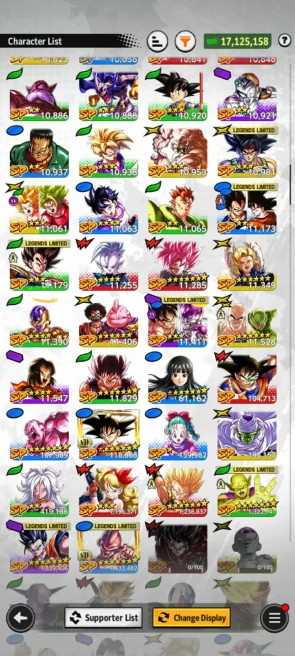 ANDROID+IOS- UL Buu han 8S+UL Buu kid+LR Bardock 8S+ LF buu kid+Gohan pur+Piccolo+ Godly Equip, Z+ (D185)