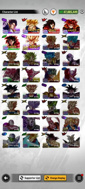 ANDROID+IOS- Team GT+Team Daima+ UL ss4 Goku+UL ss4 Vegeta+UL ss4 Gogeta+LR Goku Mini+18 Legends Limited+ Have Equip (D186)