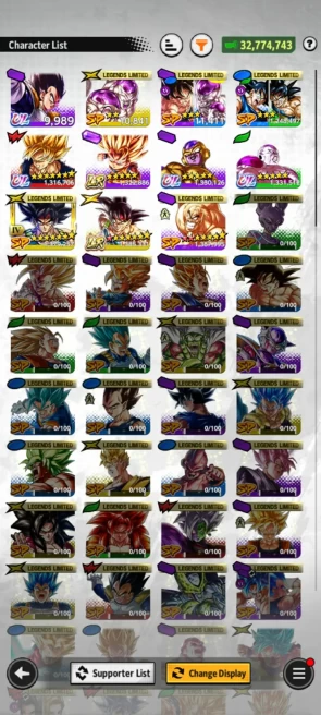 ANDROID+IOS- UL Frieza+UL Fide+LR Bardock 8S+LR Goku Mini+ LF Nappa 9S+Bardock+Good Equip For Team (D187)