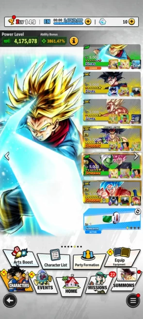 ANDROID+IOS- UL Trunks Full+UL ssj Goku Namek 8S+UL Goku Uis 8S+LR Goku Mini+18 Legends Limited+Godly Equip, Z+ (D188)
