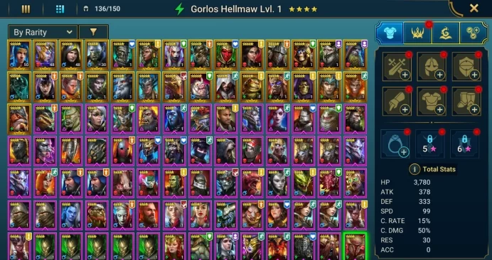 Starter acc with Titus : 93k energy / 64 mln coins / Yncensa, Knave of Hearts, Opardin, Arix, Ninja + 20 Login Legendaries / Demytha
