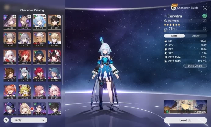 Asia|TL 63|5 Limited|Cerydra+Sign,The Herta E1+Sign,Sparkle,Dante,Archer|Mc Male|Planarcadia|Take Mail|Check SS|(HSR6452)