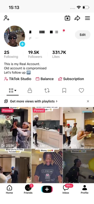Instanly Delivery/Monetized 19K Real Followers+330K Real Likes Account/ Creator Rewards Program Activated/ Full Access
