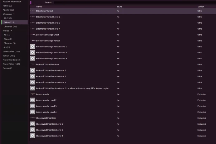 NA - Valorant Account - 230 Skins - Araxys Ion RGX Kuronami Prelude Chaos - Level 363 - Unranked - 8 Knives - Full Access - "Total Spent: $900