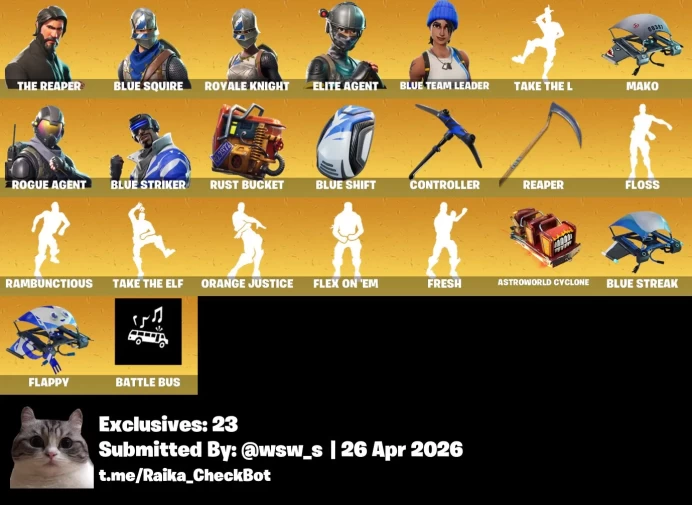 [PC/PSN/XBOX] 71 skins | The Reaper | Blue Squire | Royale Knight | Elite Agent | Blue Team Leader | Rogue Agent | Blue Striker | 300 VB