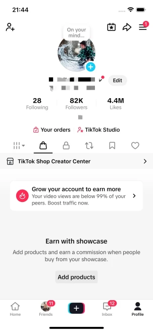 Instanly Delivery/ 82K Real Followers+4.4M Real Likes/ Tiktok Shop For Creator/ Live Stream/ Full Access