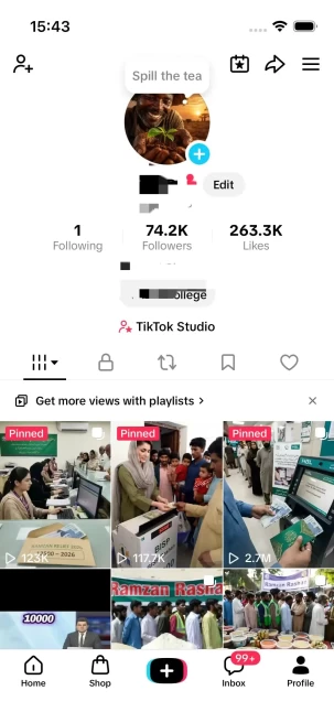 Instanly Delivery/ Monetized 74K Real Followers+260K Real Likes Account/ Creator Rewards Program Activated/ Full Access