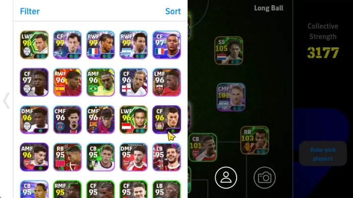Mobile|Marco van Basten,Eden Hazard,Luiz Suarez,Cafu,Alexis Mac Allister,Dani Olmo,Lee Kang-In|PES 2026|(EF1644)