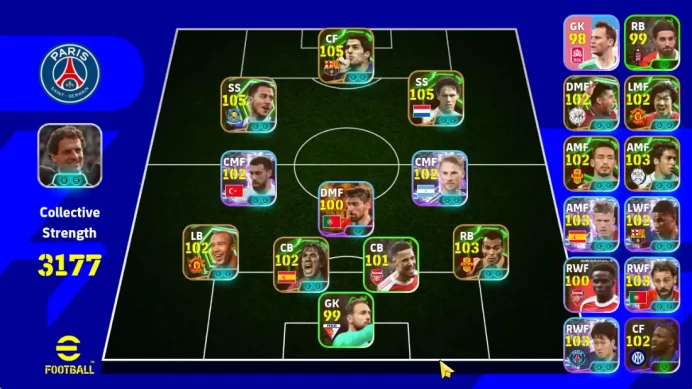Mobile|Marco van Basten,Eden Hazard,Luiz Suarez,Cafu,Alexis Mac Allister,Dani Olmo,Lee Kang-In|PES 2026|(EF1644)