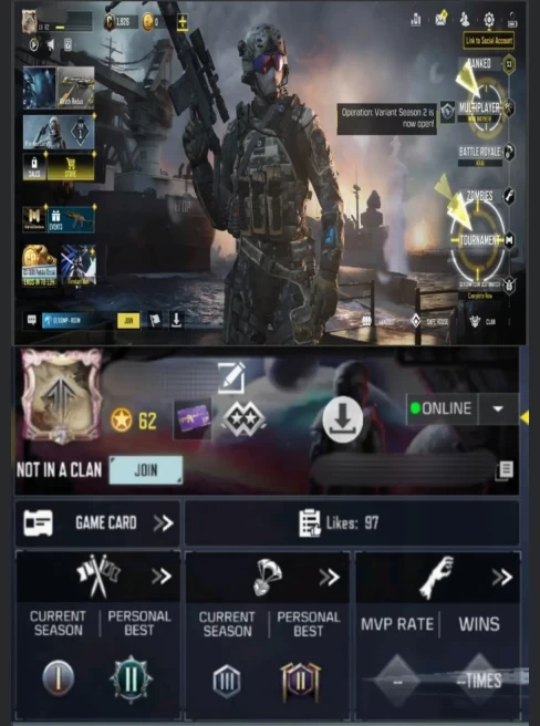 62LV~12 CHARACTERS~30EPIC WEAPON~6E VEHICLE~7EMOTES #A72Z