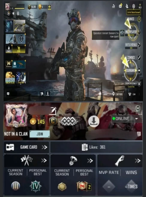 145LV~46 CHARACTERS~77EPIC/2L WEAPON~19E VEHICLE~22EMOTES&nbsp;&nbsp; #A77Z