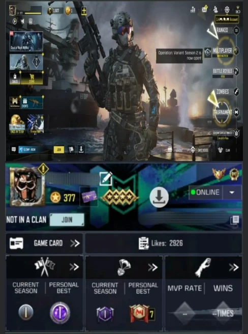 377LV~77 CHARACTERS~114EPIC/3L WEAPON~12E VEHICLE~21EMOTES #A93Z
