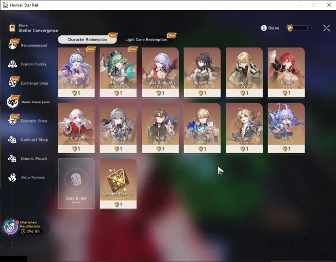 Asia|TL 70|1 GCS|Eru Team|20 Limited|[Anaxa E1,Hyacine,Etc]+Sign,Hysilens,Yao Guang,Etc|Female MC|TakeMail|Check SS(HSR6454)