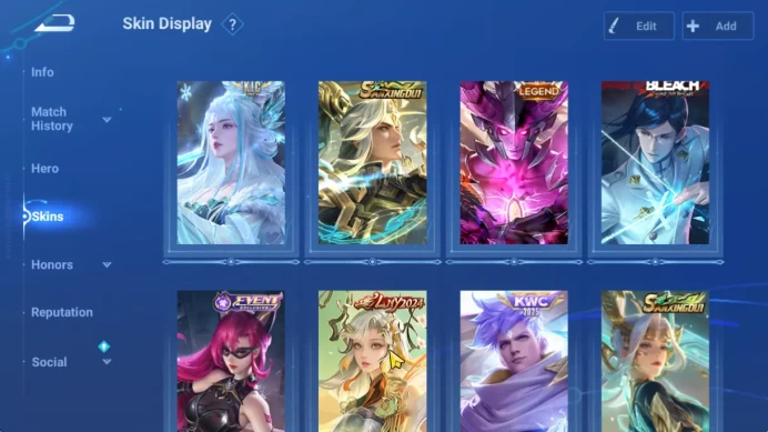 Hero112 Skin120|KIC Luna,Sanxingdui(HouYi,Nuwa),Legend Mushashi,Bleach HouYi,Lyn DaQiao,Event Arke,17 Epic,Etc|CheckSS(HOK1895)
