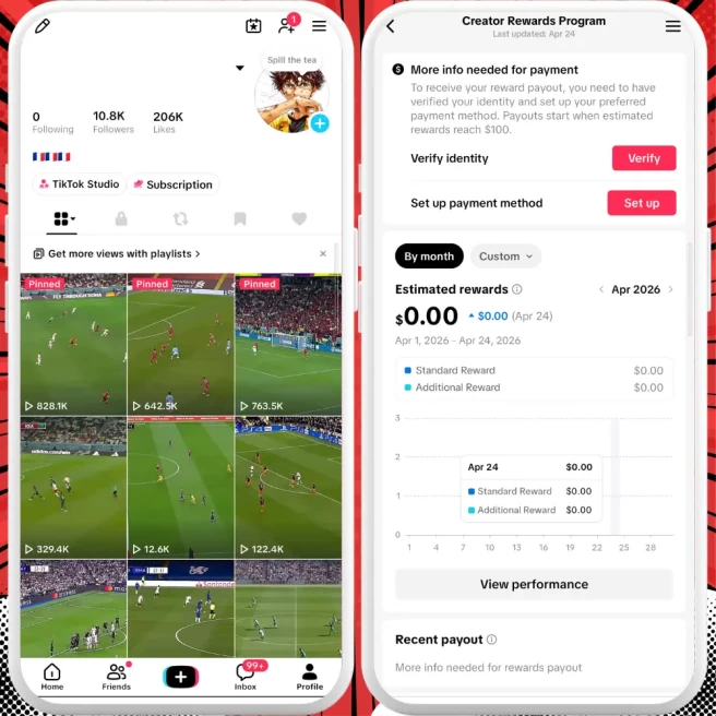 [Discounted] France Monetized Creator Rewards Program Account | 10K Authentic Followers & 206K Likes | Verified Screenshots + Good Standing