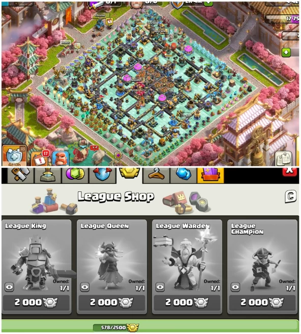 [4 Leauge Skins]||Th18 Maxed Account||14 Epic Equipment||Max Helper Hut||Loaded Magic Items|3k Gems|Nc Available|Exp:218
