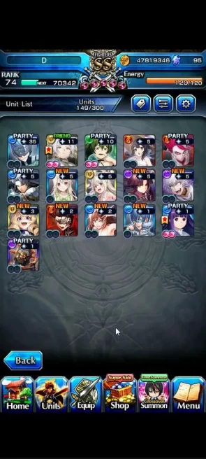 Global|Rank 74|16 Ascend+ 5 TW|[Inumuta,Ubel,Frieren,Etc]+TW,Roy,S Miyu,S Illya,Luahn,Accelerator,Etc|Lpot 377|Check SS(GS2455)