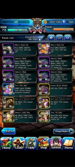 Global|Rank 73|565 cc|7 Ascend+ 1 TW|[Emiya]+TW,S Miyu,Chloe,Illya,S Rin & Luvia,S Sakura,Miyu|Lpot 104|Check SS(GS2454)