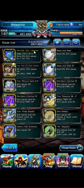 Global|Rank 137|3 sp art+31 Ascend|[Roy,Inumuta,Isliid,Fen,Chloe,Etc]+TW,Shadow,Fen,Kirisame,Etc|Lpot 526|Check SS(GS2408)
