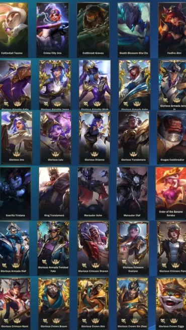  (S9)EU OCE  | 72 SKINS | Hero 133 | Mythical Skin0  | Legendary Skin 1 | Epic Skin 30 | Others 41