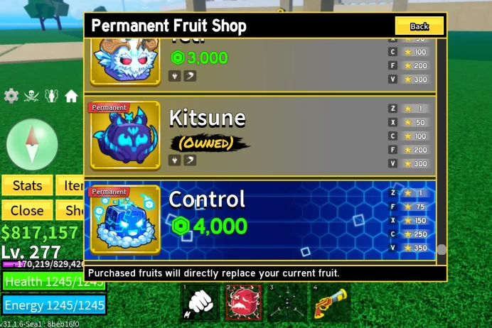 Lvl 277 Blox Fruits Acc | PERM KITSUNE, PAIN, GHOST, EAGLE | Ultimate Starter Account | Shark V1