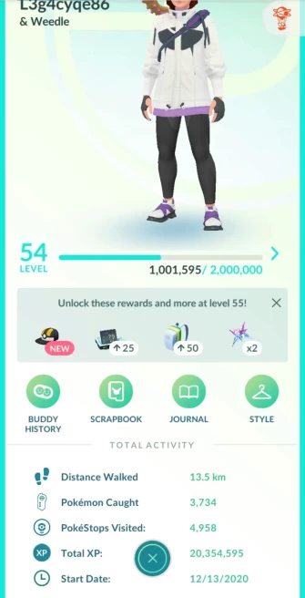 LV 54 ACCOUNT WITH 540K STARDUST CHEAPEST ON IGV