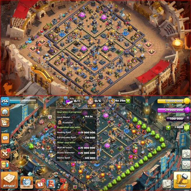 Th18, All 5 Heroes Max [ 13 Rare Epic Max ! ] 3040 WAR STAR, 1000 Gem, ATB 5918, 26 Skin Hero, 200 Wall Max, Full Defenses, Android iOS