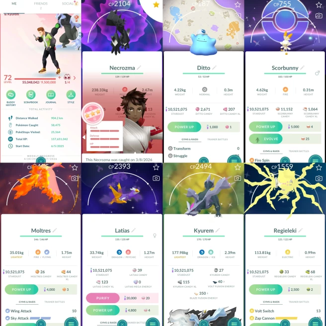 2161 Level 72 Necrozma100 Raikou100 Shiny Impidimp Shiny Black Kyurem Shiny Ditto Pokopia BG Shiny Shadow Regigigas