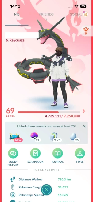 Level 69, 117 Shiny, 107 Legendary, 13 IV 100, 7 Shiny Legendary, 29 Shadow Legendary