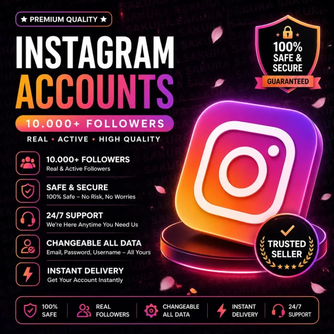 10K+ Accounts | Safe & Secure | Changeable All Data | 24/7 Support | Instant Delivery | High Quality Followers
