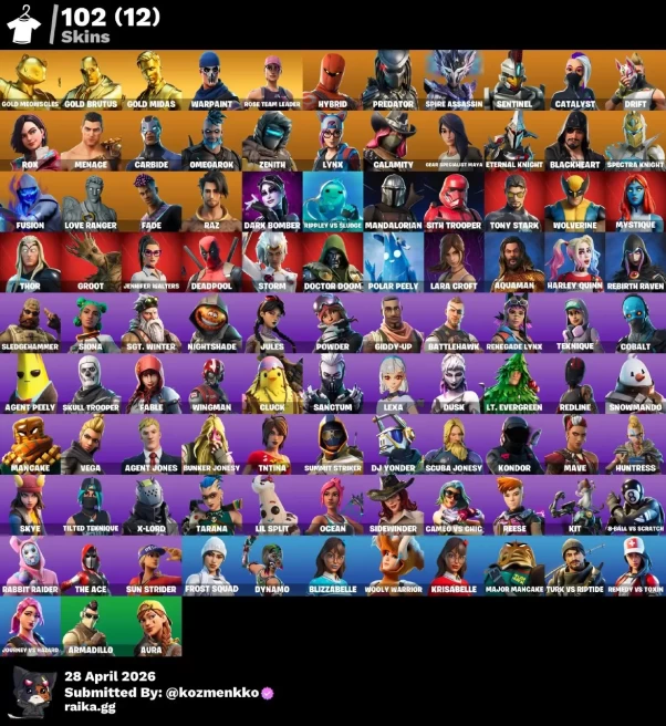 102 SKINS | GOLD MIDAS | GOLD MEOWSCLES | GOLD BRUTUS | WARPAINT | ROSE TEAM LEADER