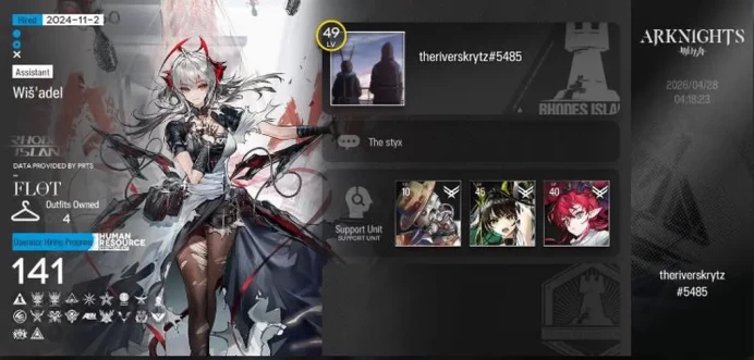 Lv 49|141 Operators+4 Outfits|3 Limited+Colab AVE|[Wis'adel,Yu,Specter the Unchained]|Terminal 15-15 | Check SS (AK1464)