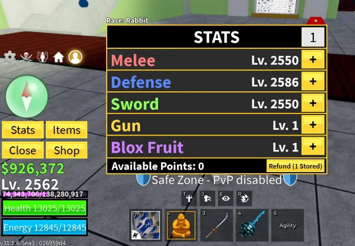 Lvl 2562 Blox Fruits Acc | PERM KITSUNE, VENOM, BUDDHA | Godhuman & Skull Guitar | Tushita, Yama, Spikey Trident | Rabbit V3 | Sword Main