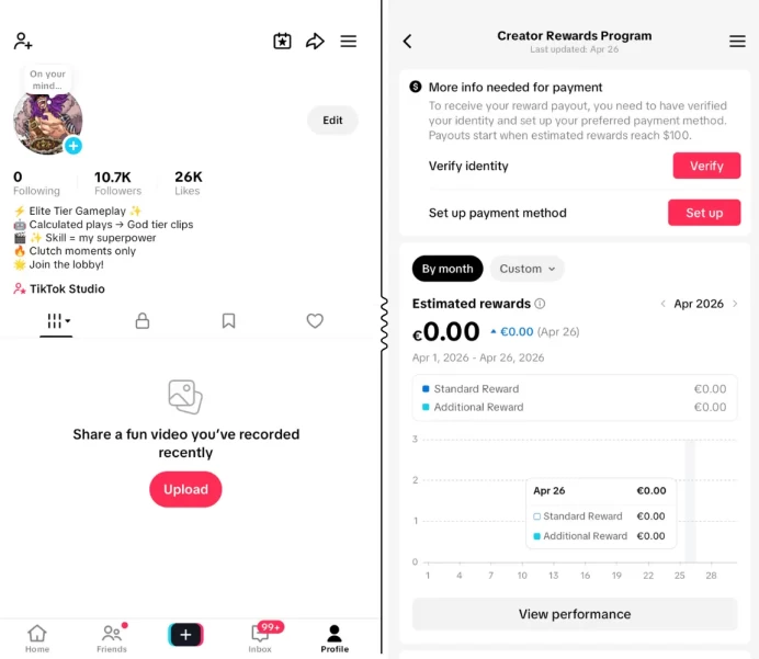 100% Monetized France Account Creativity Program Beta (Active) | 10k Real Followers & 26k Likes | Real Screenshots + Full Access + CRP