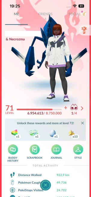 Level 71, 137 Pokemon 3000CP+, 7 Legendary IV100, 265 Shiny, 124 Legendary, 123 IV 100, 3 Shiny Legendary, 40 Shadow Legendary