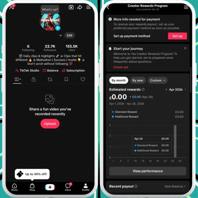 [UK] Premium Monetized Creator Rewards Program Account – 20K Real Followers & 155K Likes | Instant Earnings, Full Access & Good Standing