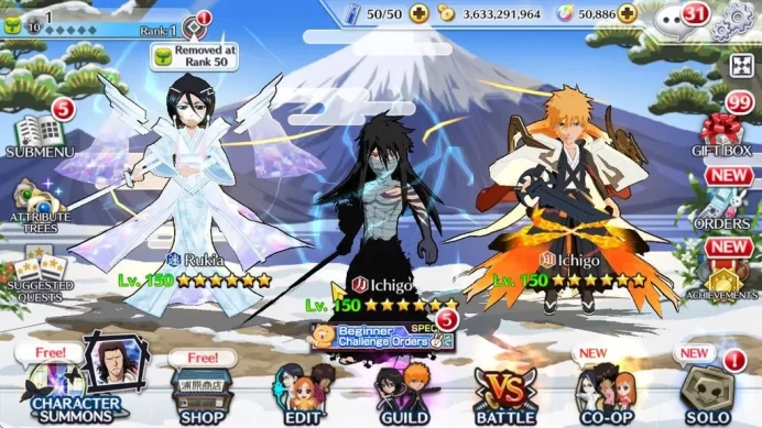 [GLOBAL]50K Orb|10th (Rukiya,Ichigo),9th (Gremmy,Kenpachi,ichigo)Nelie,Halibel,Kon,Etc|4,7K Sum+8,8K AccTicket|Klab ID(BBBS2214)