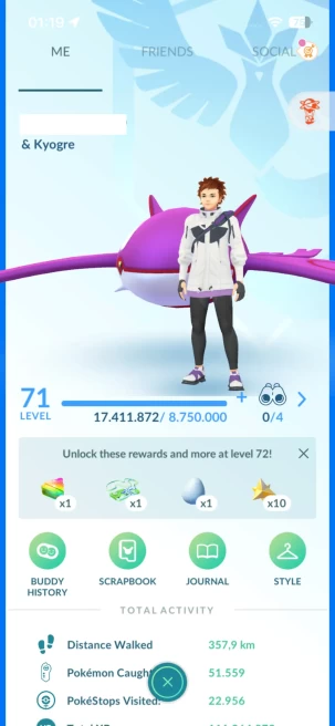 Level 71, 115 Pokemon 3000CP+, 4 Legendary IV100, 207 Shiny, 177 Legendary, 332 IV 100, 6 Shiny Legendary, 22 Shadow Legendary