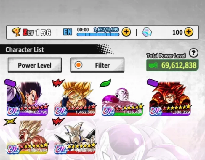 D702-IOS+Android-Meta Account-6 UL(New SS Goku+New Frieza+SS4 Gogeta+Vegeta Full Star)+35 Legends+Good Equipment+Zenkai+Goku Uis+Goku Kid+Trunks
