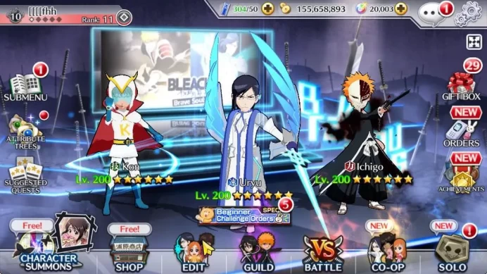 [GLOBAL]20K Orbs+Fresh All Story|Lv 200(Kon, Ichigo Fierce Battle,Uryu 7th),Orihime Society,Etc|Klab ID(BBS1331)