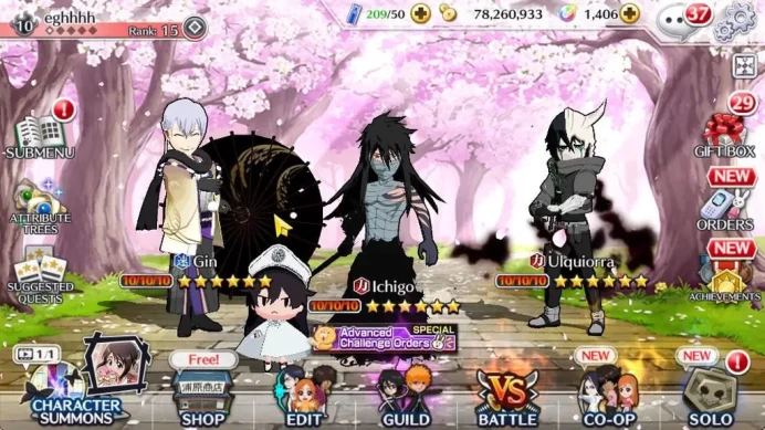 [Global] BP 281K + 1K Orbs|2 MT [Ichigo 9th,Ulquiorra Future],Gin Parasol,Toshiro Halloween,Etc|8 char 5/5|Klab ID(BBS820)