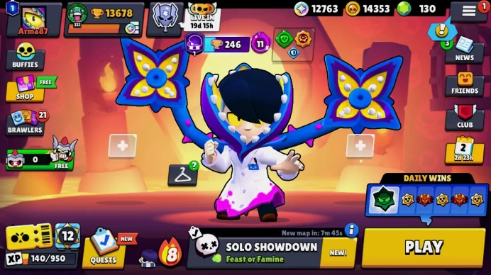 63 BRAWLERS | 13678 TROPHIES | 122 SKINS | HYPERCHARGE 6 | PRESTIGE 1 | RANK SILVER | 5 LEGENDARY | 130 GEMS | BB22