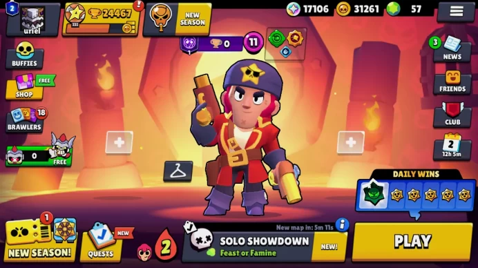 79 BRAWLERS | 24467 TROPHIES | 125 SKINS | HYPERCHARGE 5 | PRESTIGE 2 | RANK SILVER | 8 LEGENDARY | 57 GEMS | BB23