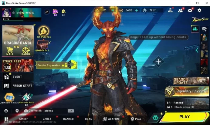 ASIA|COLLAB BLEACH Ethan-Byakuya Kuchiki|Melee Lightblade|2 ULTRA VOLT-Ash Lord,Vector-Flame|6 Legendary M4A1|NetEase(BLS3258)