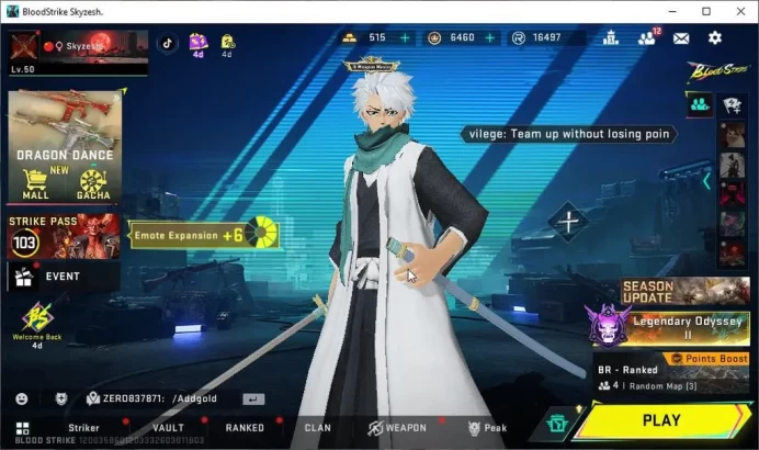ASIA|3 COLLAB BLEACH SPIKE-Toshiro,Ethan-Byakuya,Uzi-Zangetsu Lv3|Melee Zanpakuto|6 ULTRA[VOLT,Origin|515 Gold|NetEase(BLS3179)