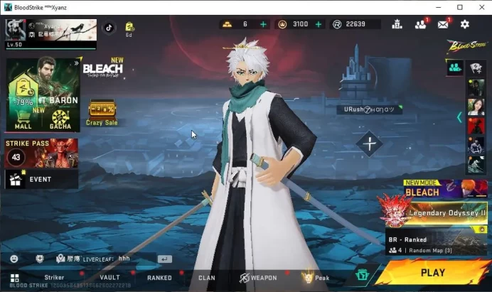 ASIA|Collab BLEACH Uzi-Zangetsu LV3,SPIKE-Thosiro|Melee Zanpakuto|11 ULTRA[M4A1,Vector,SCAR,AR97]|Limit RPK||NetEase(BLS3149)