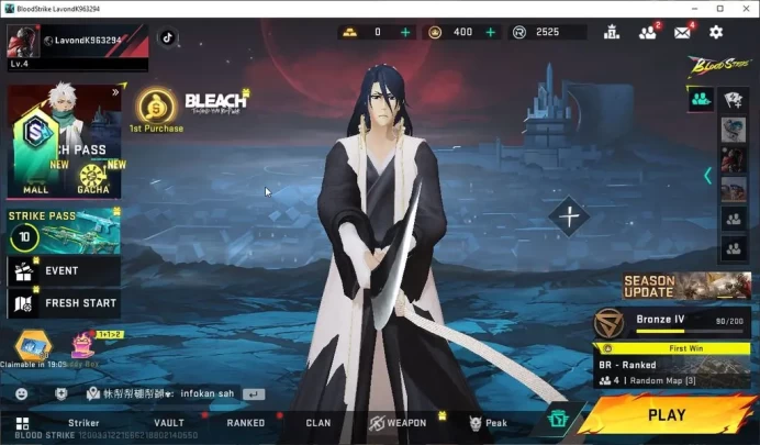ASIA | Starter | 2 COLLAB BLEACH [Zanpakuto - Zangetsu, Byakuya Kuchiki] | 1 Legendary  M4A1 Venom | NetEase | Check SS(BLS2863)