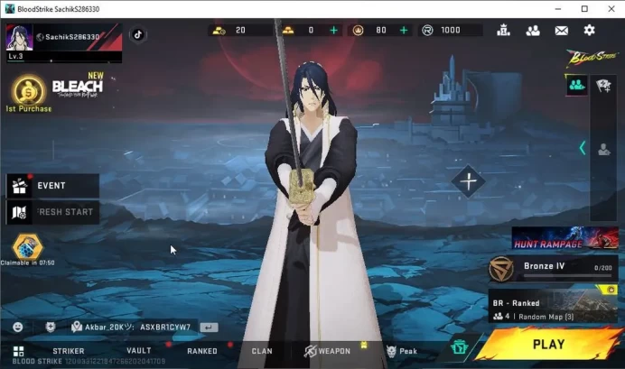 ASIA|Fresh Starter| 2 COLLAB BLEACH Melee Zanpakuto-Sodenoshirayuki, Ethan-Byakuya|NetEase|Check SS(BLS2749)
